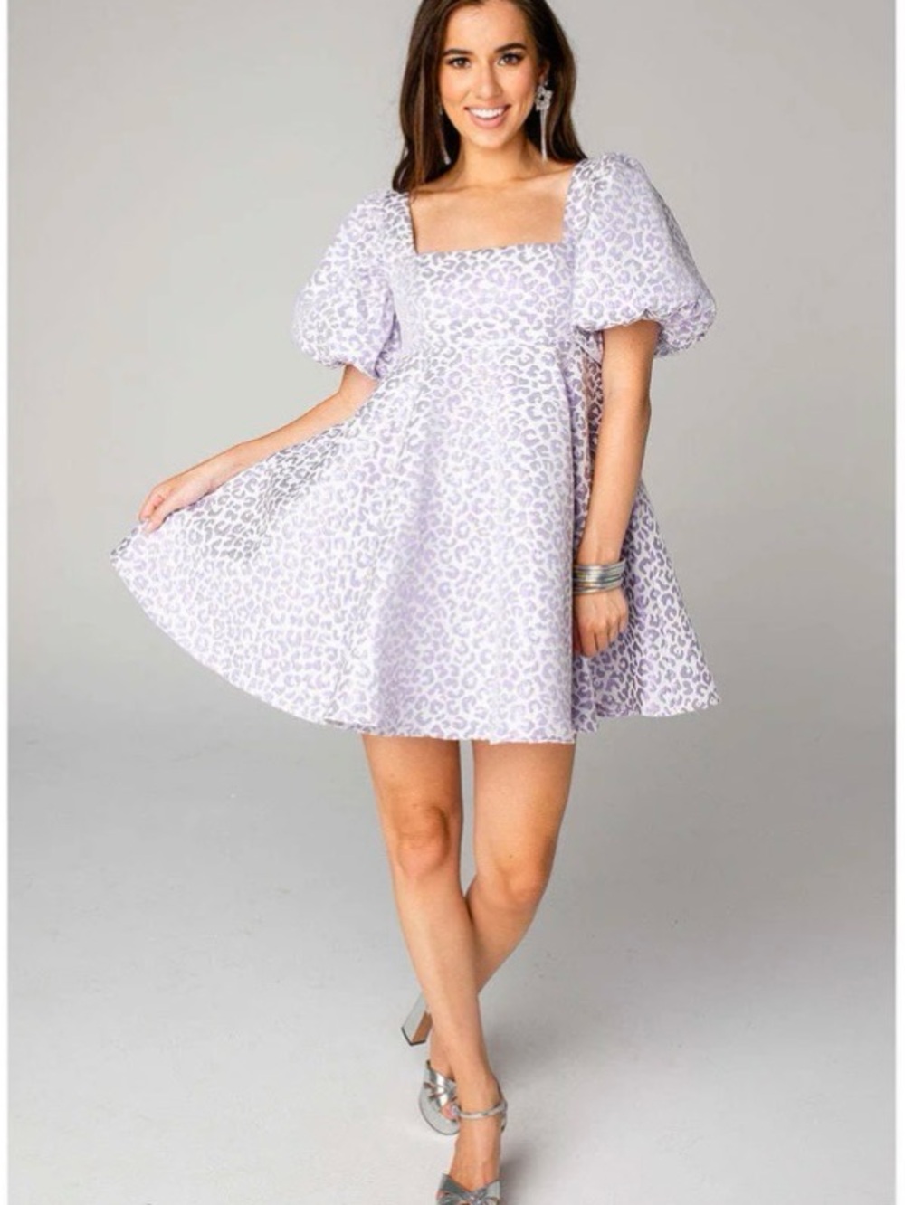 Buddy Love Lyla Metallic Leopard Lavender Dress XS